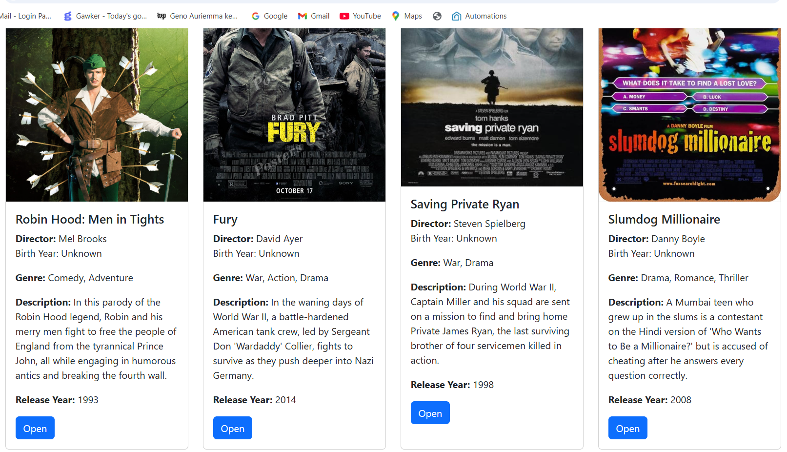 movie card