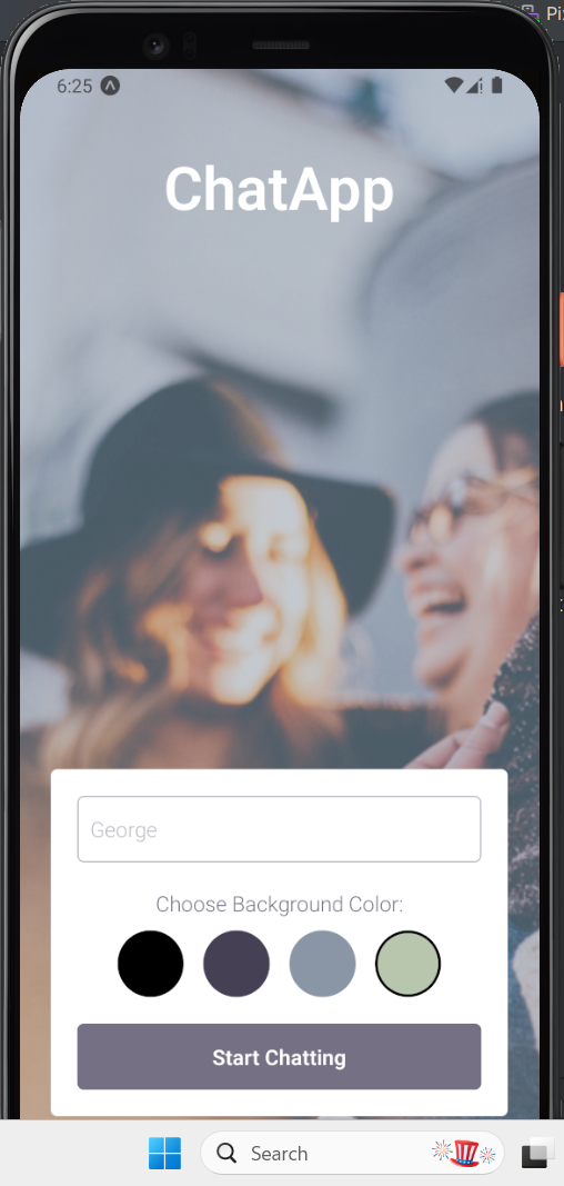 Screenshot of Chat App