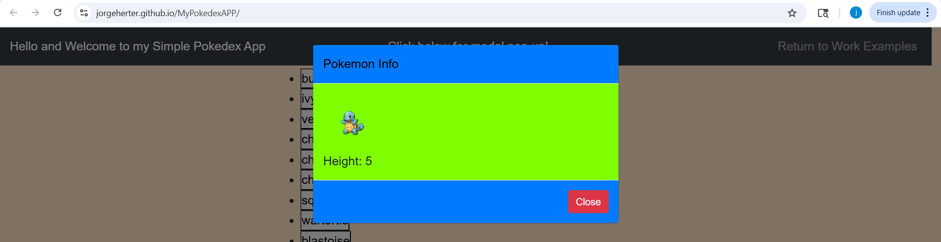 Screenshot of Pokedex App